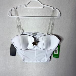 Tipsy Elves Womens White Mermaid Costume Cropped Top Size L